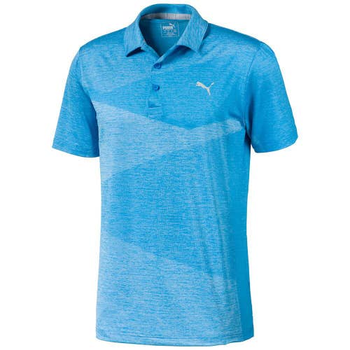 NEW Puma Alterknit Jacquard Ibiza Blue Heather Golf Polo/Shirt Men's Medium (M)