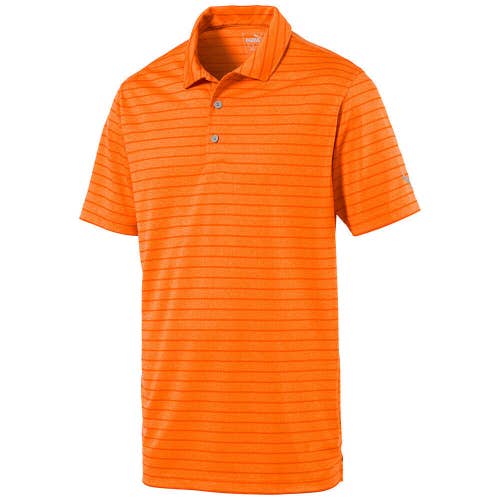 NEW Puma Boys Rotation Stripe Vibrant Orange Golf Polo Youth Extra Large (XL)