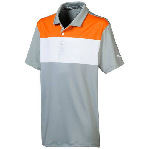 NEW Puma Boys Nineties Vibrant Orange/Quarry Golf Polo Youth Large (L)