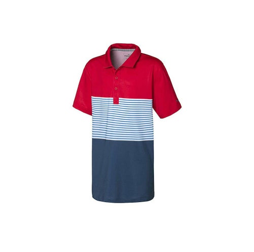 NEW Puma Boys Taylor Cherry Red/Blue Golf Polo Youth Large (YL)