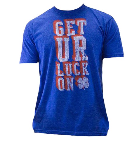 NEW Black Clover "Get Ur Luck On" Blue/Red Short Sleeve T-Shirt Men's Medium (M)