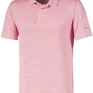 NEW Puma Caddie Stripe Polo Rapture Rose Heather Golf Polo/Shirt Mens Medium (M)