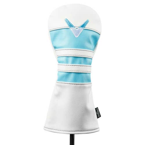 NEW Callaway Vintage Style Leather White/Light Blue/Navy Fairway Headcover