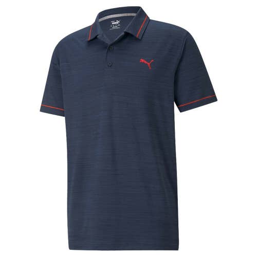 NEW Puma CLOUDSPUN Monarch Navy Blazer/High Risk Red Golf Polo/Shirt Mens (XL)