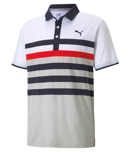 NEW Puma MATTR One Way Navy Blazer/High Risk Red Golf Polo/Shirt Mens (XXL)