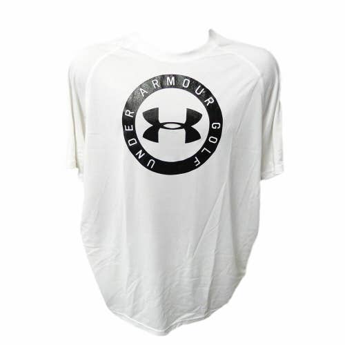 NEW Under Armour Golf Nu Tech SS Heat Gear T-Shirt White/Black Men's Medium (M)