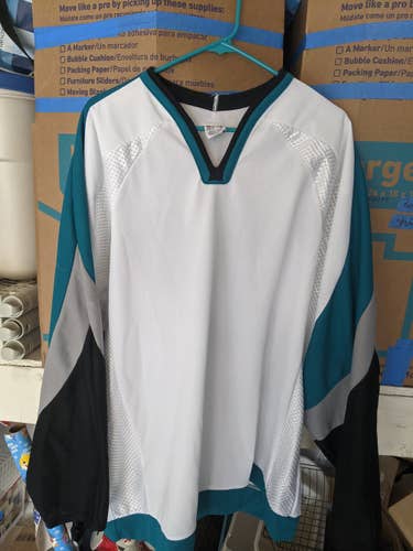 CCM San Jose White Uncrested Jersey Sr XL