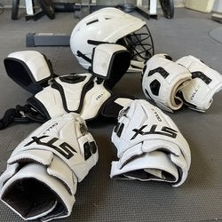 STX Cell IV Lacrosse Shoulder Pads, Chest Pads, Gloves, - Size Small and Cascade CS Helmet - Youth