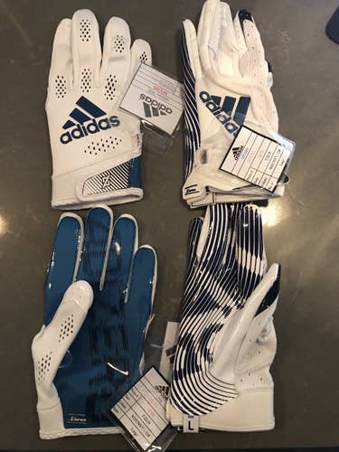 Adizero Football Receiver Gloves - 2 pair - size large