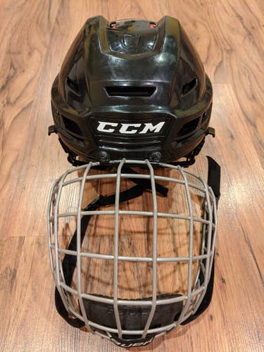 Black Used Medium CCM Resistance Helmet Pro Stock