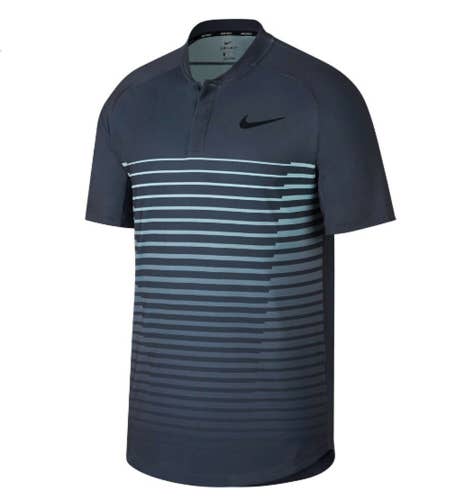 NEW 2018 Nike Tiger Woods Classic Graphics Mens (S) Navy/Light Blue Golf Polo