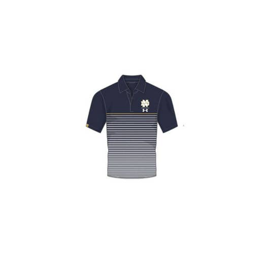 NEW Under Armour 2019 Sideline Pinnacle Polo Navy/Grey Notre Dame Mens Large (L)