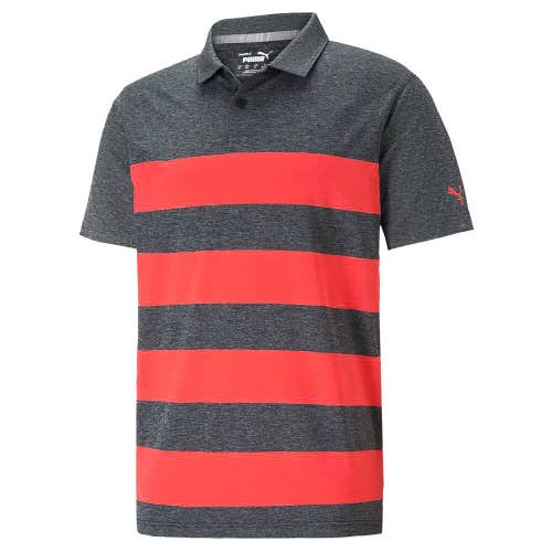 NEW Puma MATTR Kiwi Stripe Heather/Red Golf Polo/Shirt Mens Large (L)