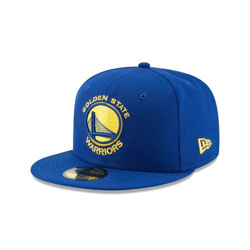 NEW New Era 59Fifty Golden State Warriors Blue Fitted Flatbill 7 1/2" Hat
