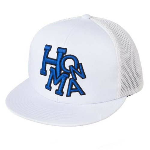 NEW Honma 691-317623 White/Blue Flatbill Snapback Adjustable Mesh Golf Hat/Cap