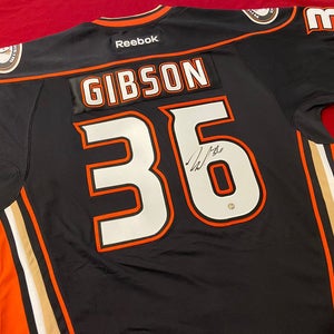 NHL John Gibson #36 Anaheim Ducks Signed / Autographed Reebok XL Hockey Jersey * Frameworth COA NWT