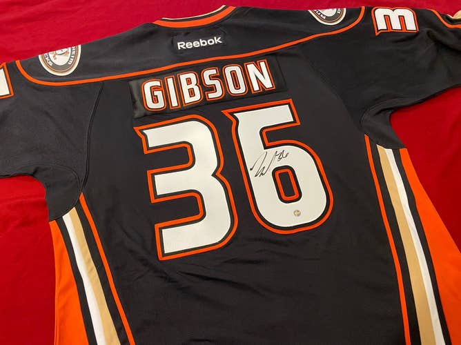NHL John Gibson #36 Anaheim Ducks Signed / Autographed Reebok XL Hockey Jersey * Frameworth COA NWT
