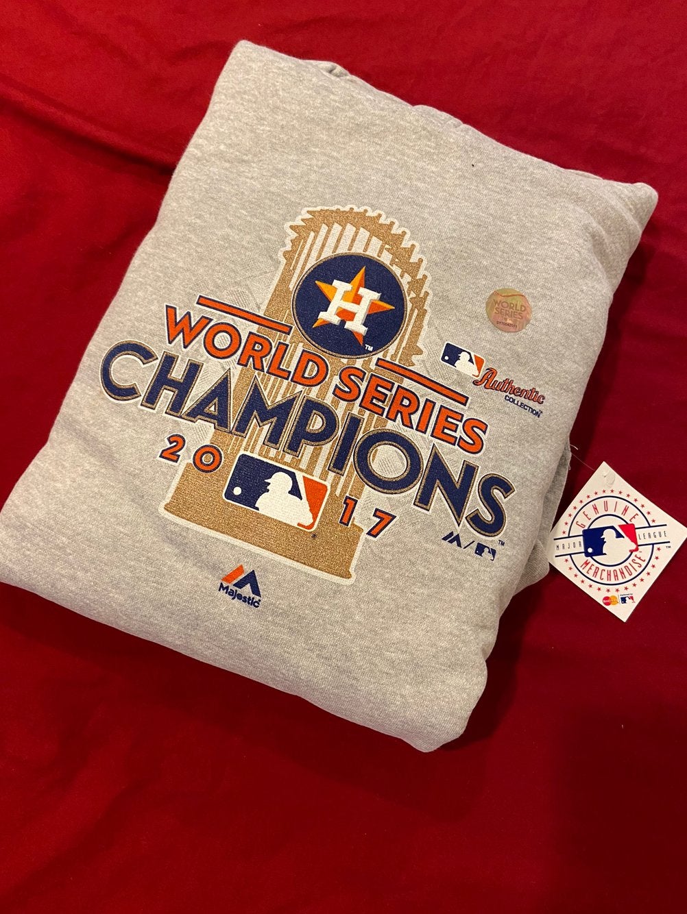 MLB Houston Astros Majestic 2017 World Series Champions Locker Room  Pullover Hoodie XXL Gray - NWT