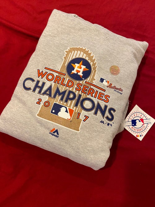 MLB Houston Astros Majestic 2017 World Series Champions Locker Room Pullover Hoodie XXL Gray - NWT