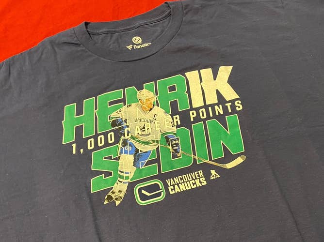 Henrik Sedin Vancouver Canucks Fanatics Branded 1,000 Points T-Shirt XXL * NEW NWT