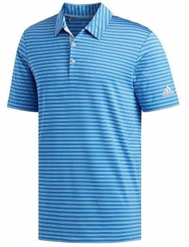 Adidas Golf Men's Ultimate 2-Color Stripe Polo  Shirt DQ2331 True Blue New