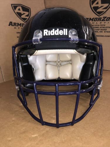 USED RIDDELL ADULT FOUNDATION FOOTBALL HELMET - LARGE - BLACK WITH SILVER FLAKE
