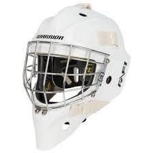White Senior Warrior RF1 Pro ML Stock Goalie Mask