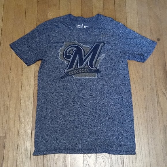 NEW Men's Nike Milwaukee BREWERS Dri Fit Cotton Tee-T-Shirt--SIZE SMALL