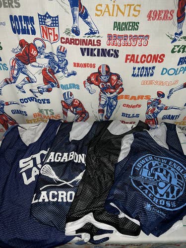Lot of 4 Adult Large-2XL Lacrosse Black/Blue & White reversible Pinnies