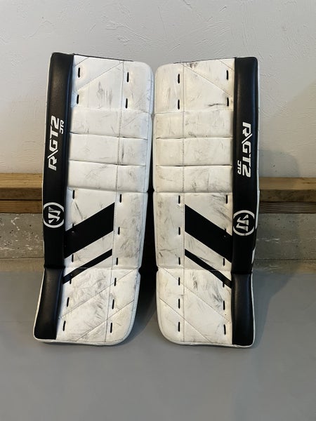 White Junior 24" Warrior Ritual GT2 Goalie Leg Pads