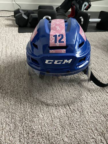 Blue Used Medium CCM Tacks 710 Helmet OHL Steelheads Issue
