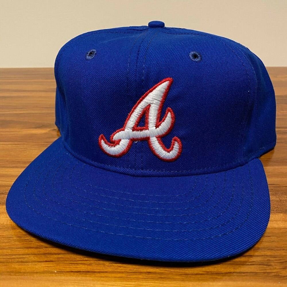 Atlanta Braves Hat Baseball Cap Fitted 7 1/2 New Era Vintage Retro Mesh  Rare