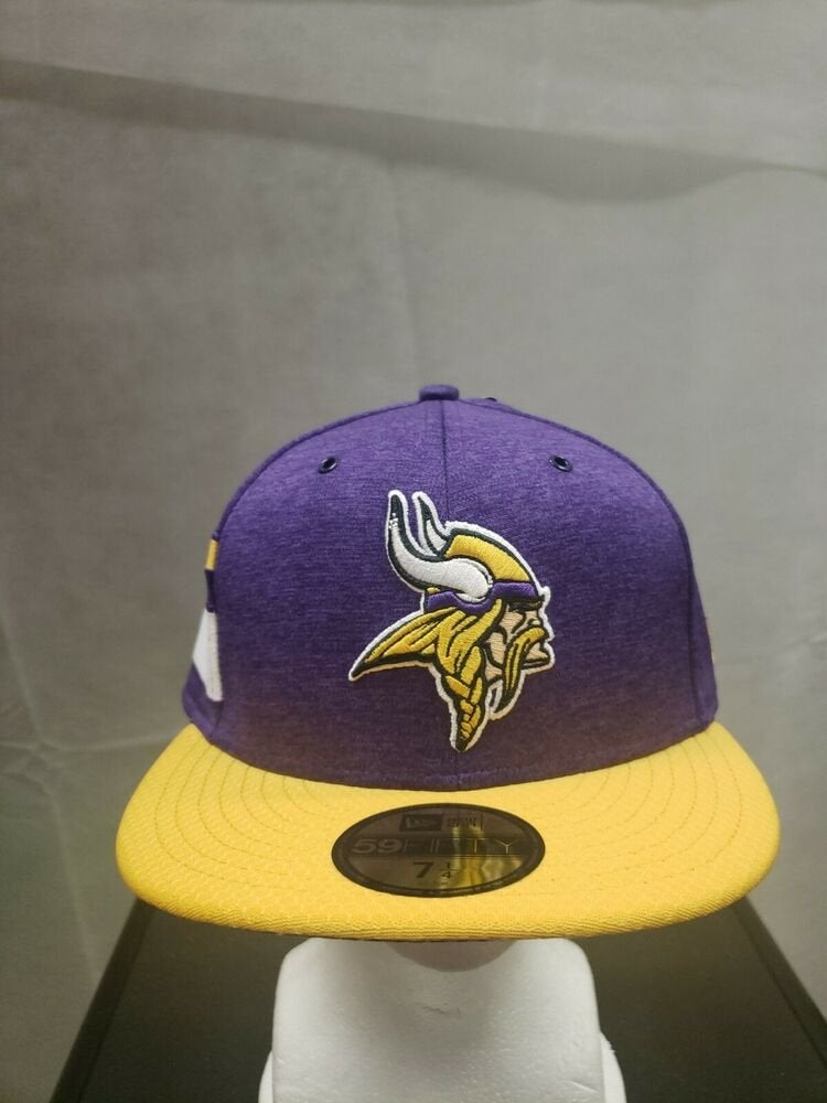 VINTAGE REEBOK MINNESOTA VIKINGS FITTED HAT PURPLE GOLD SZ 7-7 3/8