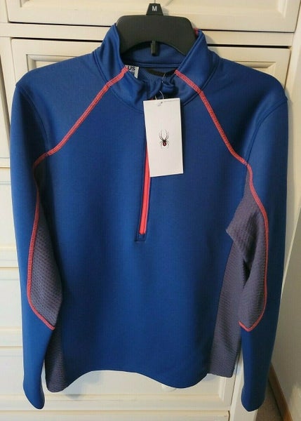 SPYDER Mens Small Halcyon Zip T Neck Abyss New $149 Retail plus hat