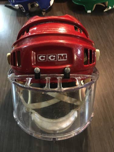 Rare Vintage Detroit Red  Wings Pro Stock CCM HT2 Helmet with Itech Full Face Shield in a size Large