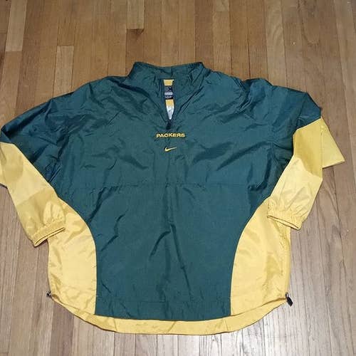 NEW NIKE GREEN BAY PACKERS WINDBREAKER / RAIN PULLOVER MENS XL