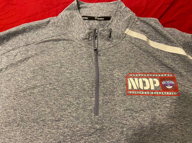 NBA New Orleans Pelicans Team Issued 1/4 Zip Fanatics Gray Adult 3XL Tall Pullover * NWOT NEW