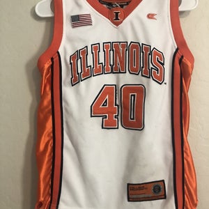 Fighting Illini Youth White Basketball jersey with orange stitched lettering