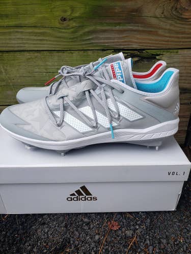 Gray New Adult Men's Size 13 (Women's 14) Metal Adidas Low Cut