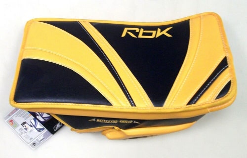 New Reebok Premier Pro intermediate ice hockey goalie blocker glove reg gold nav