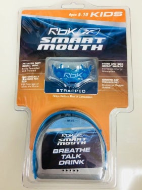New Reebok Smart Mouth Kids mouth guard ages 5-10 rbk strapped hockey football 