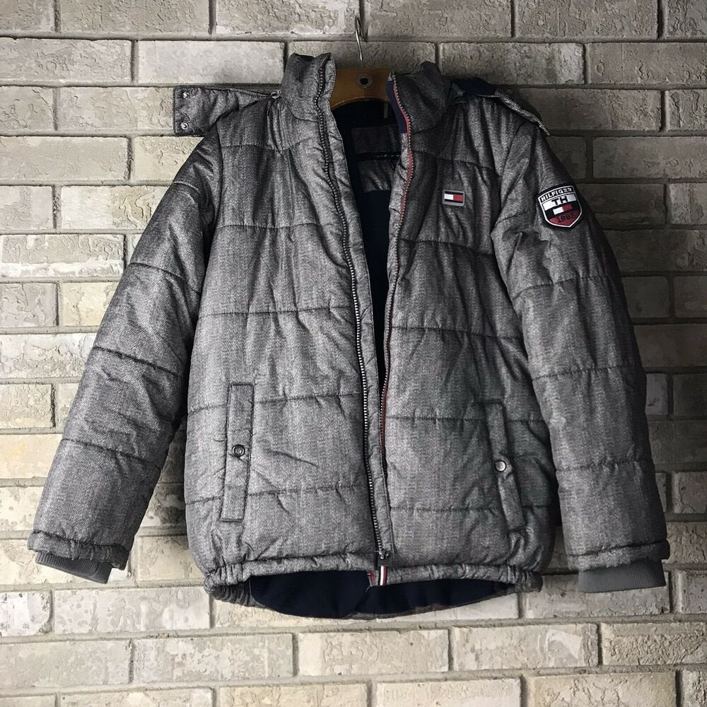 Puff Coat Jacket Grey Spellout Bold 