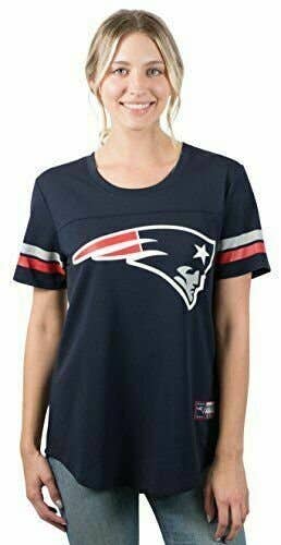 Ultra Game NFL New England Patriots Womens Soft Mesh Jersey Shirt Crew Neck L