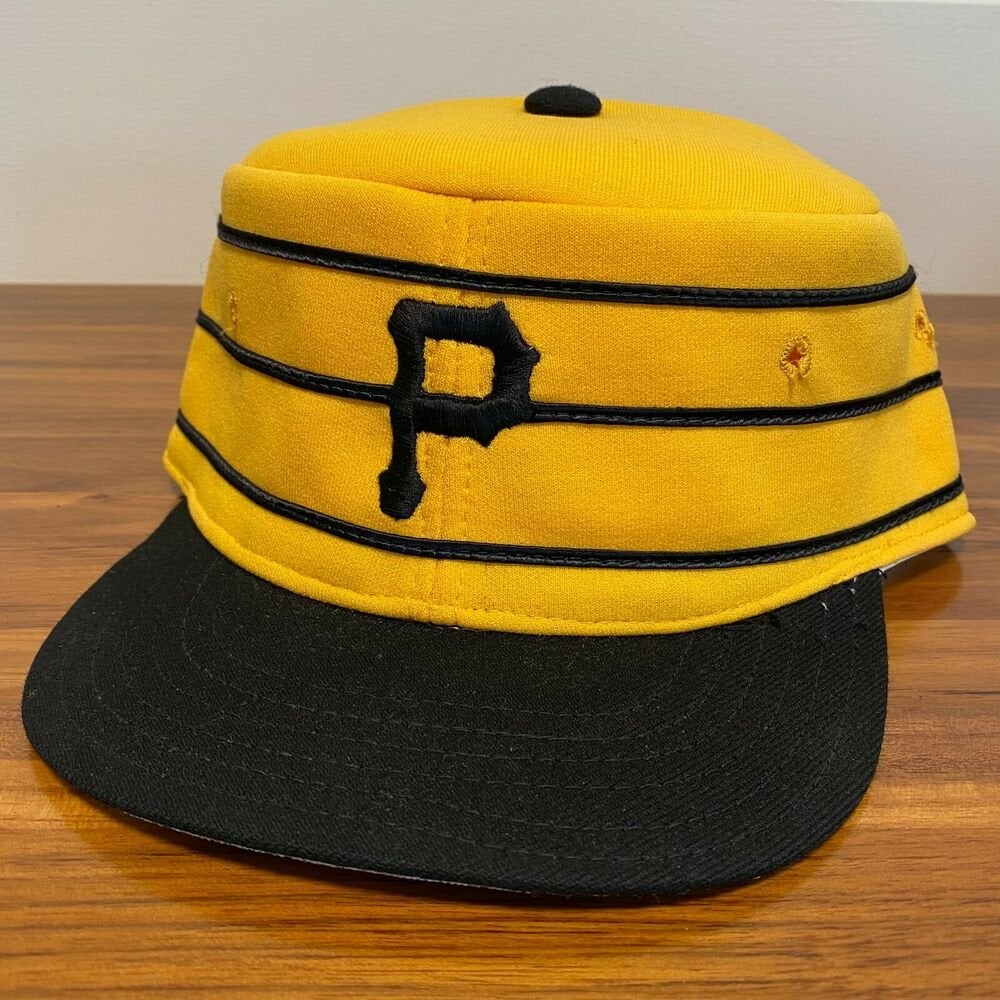 A New Era pillbox Pittsburgh Pirates baseball hat is seen in the
