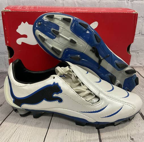 Puma PWR-C 2.10 FG Junior Soccer Cleats Size 6 White Leather New With Defect