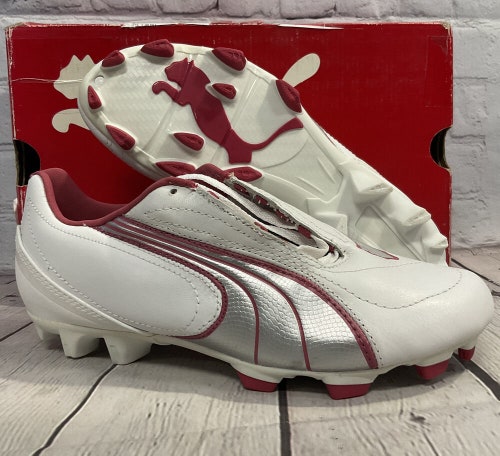 Puma Women’s V4.08 FG Soccer Cleats Size 6 White Silver Rose Excellent Condition