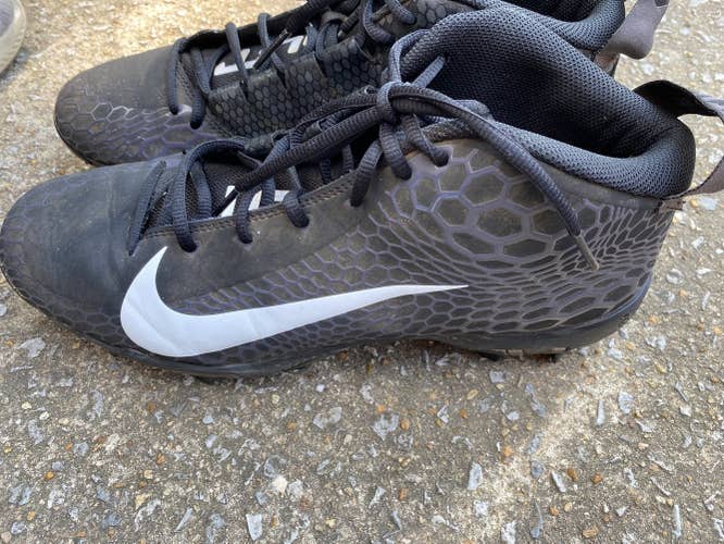 Black Used Adult Men's Size 11 (Women's 12) Molded Cleats Nike