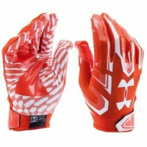 Under Armour UA F5 Football Gloves Mens 1271183-860 Orange per pair NWT LARGE