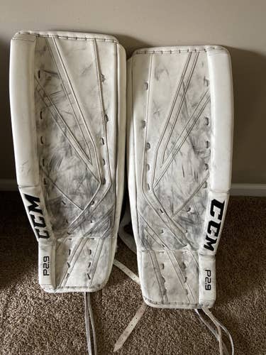 White Senior 34" CCM Pro Stock Premier P2.9 Goalie Leg Pads