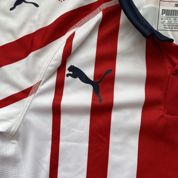 PUMA CHIVAS HOME SHIRT MENS FUTBOL SOCCER JERSEY GUADALAJARA SIZE SMALL RED  WHITE NAVY BLUE NEW